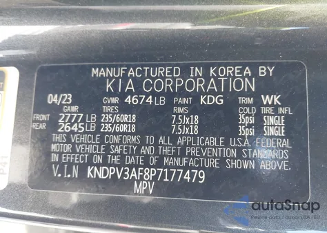 2023 Kia Sportage Ex from USA, damaged, VIN KNDPV3AF8P7177479